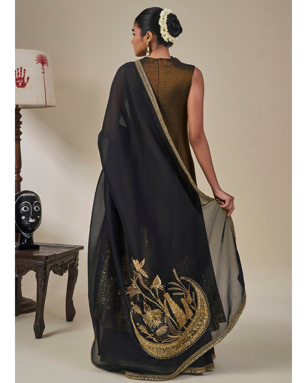 Black Gulkand Gulnaar Anarkali Set