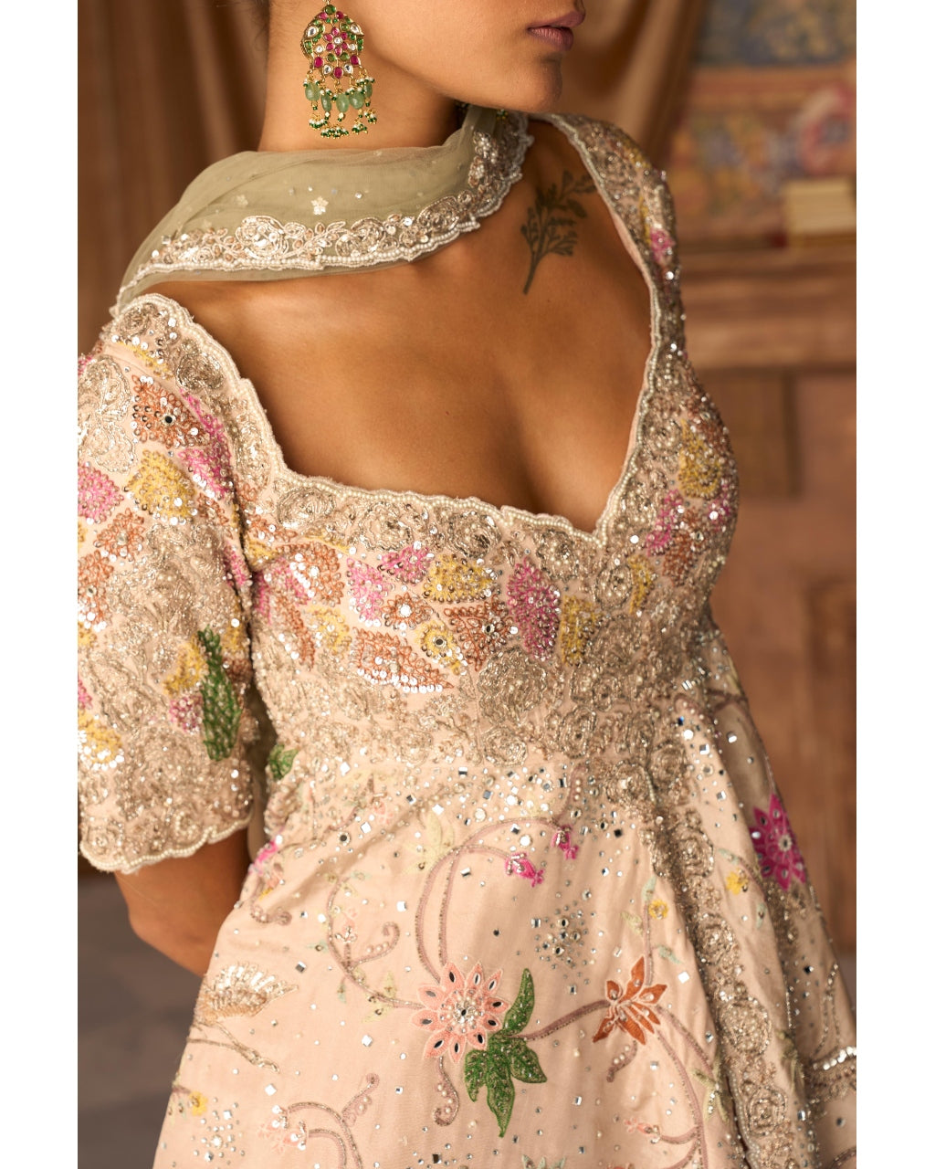 The Amanbagh Aged Apricot Sharara Set