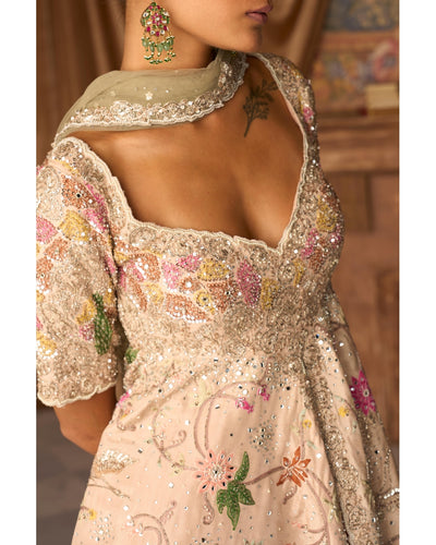 The Amanbagh Aged Apricot Sharara Set