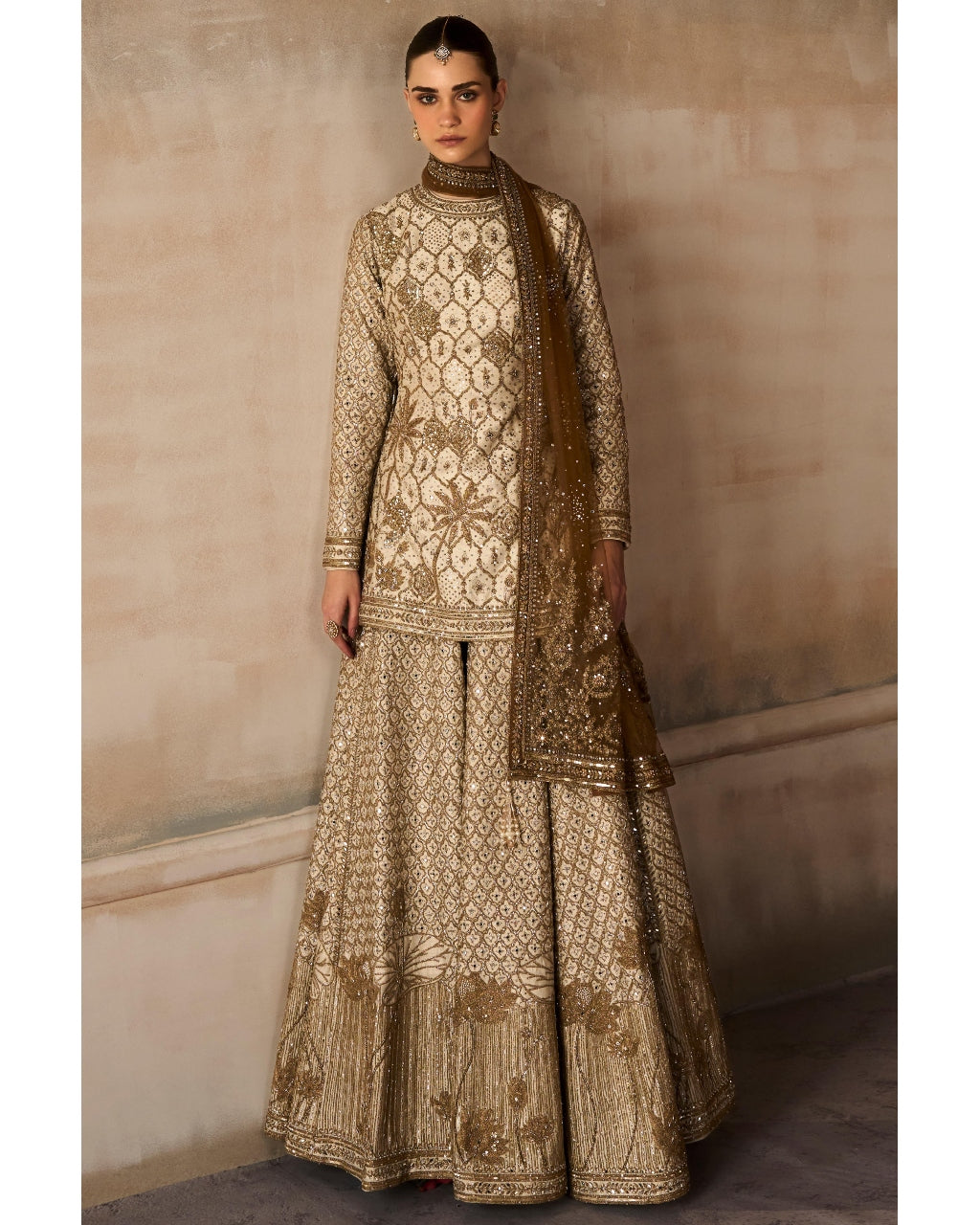 The Lotus Pond Aged Ekru Sharara Set