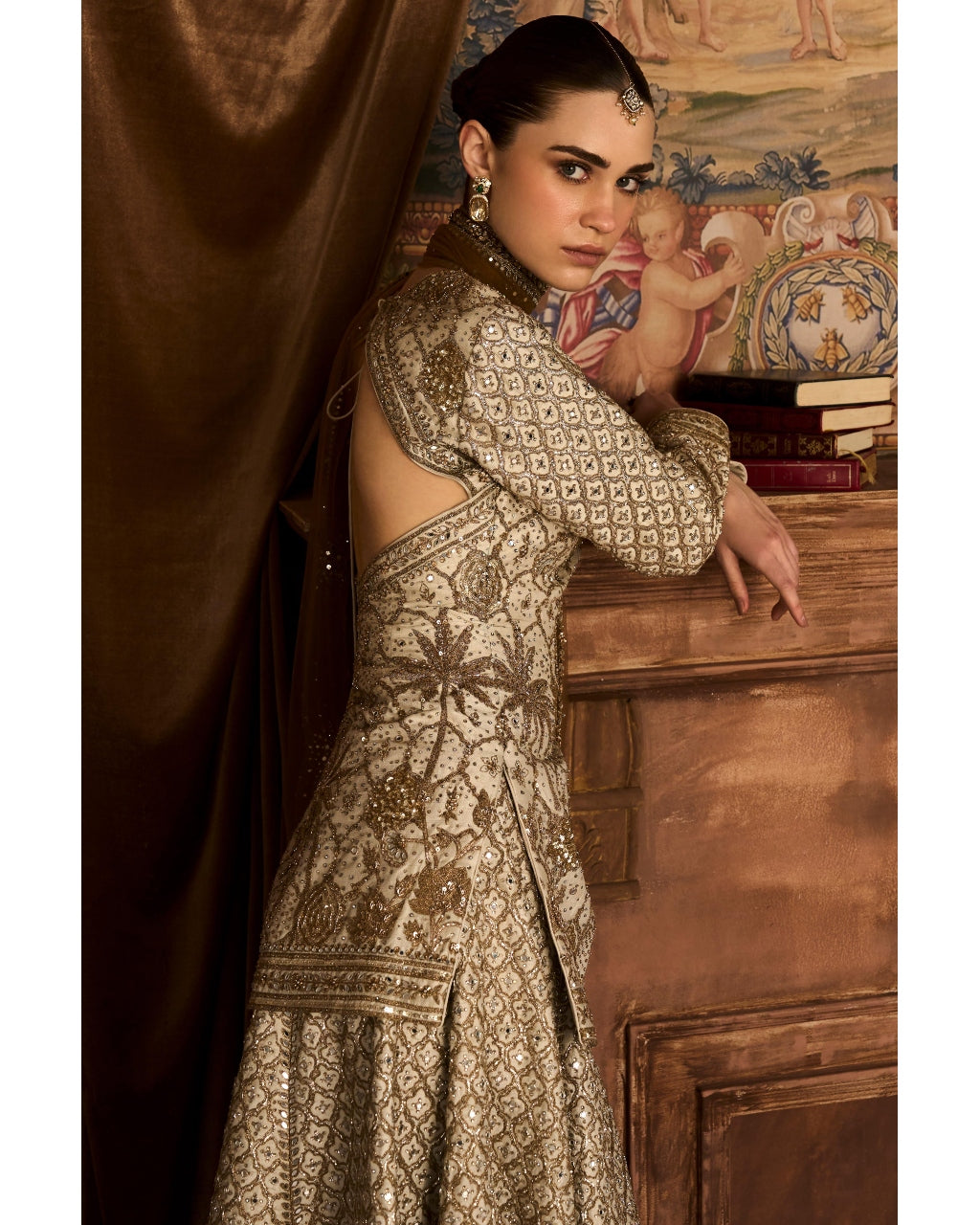 The Lotus Pond Aged Ekru Sharara Set