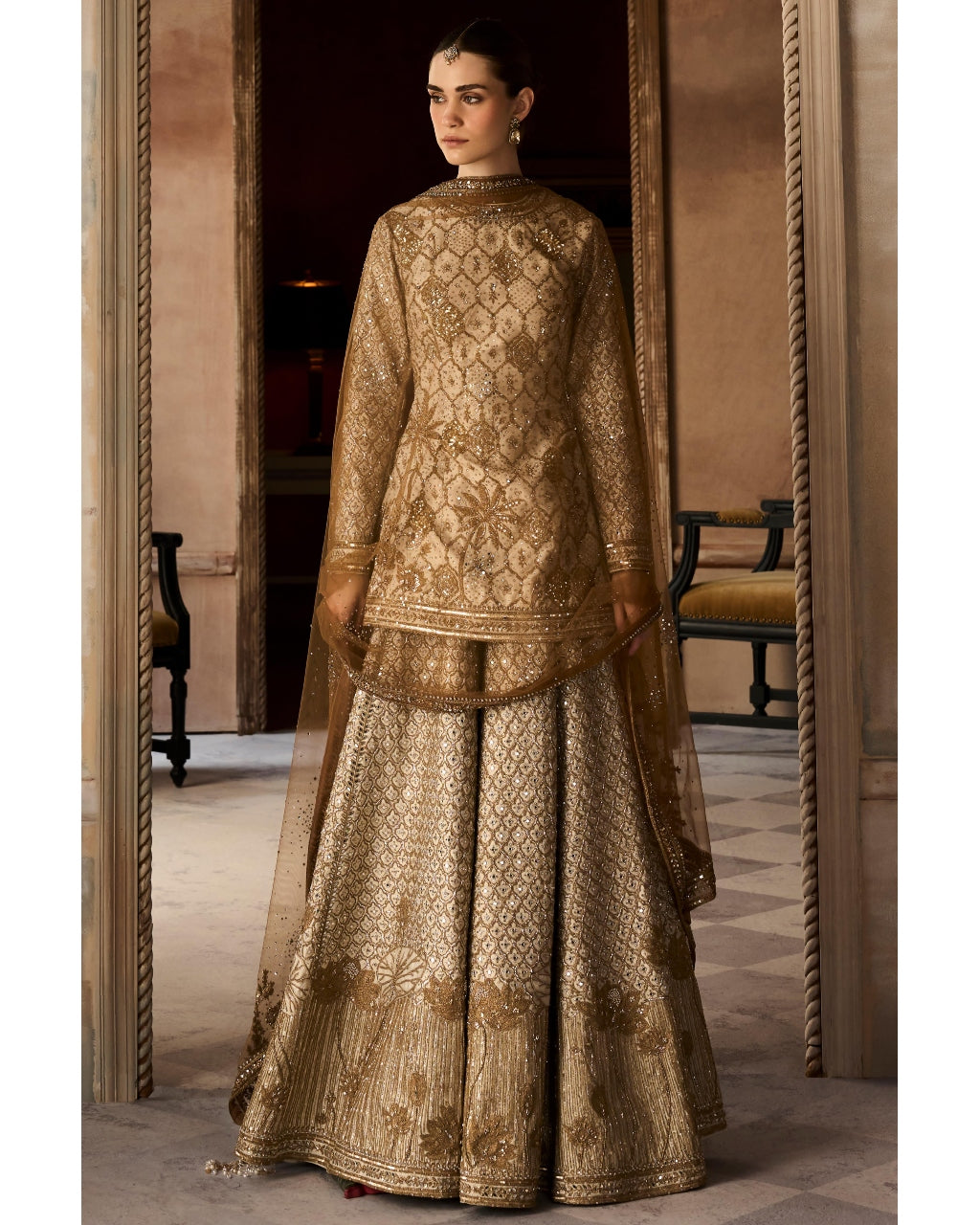 The Lotus Pond Aged Ekru Sharara Set