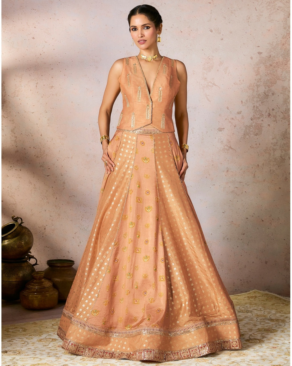 Salmon Trinkets Lehenga Set