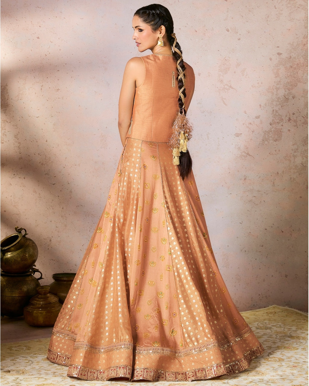 Salmon Trinkets Lehenga Set