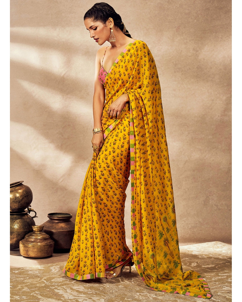 Yellow Pixie Dust Sari Set