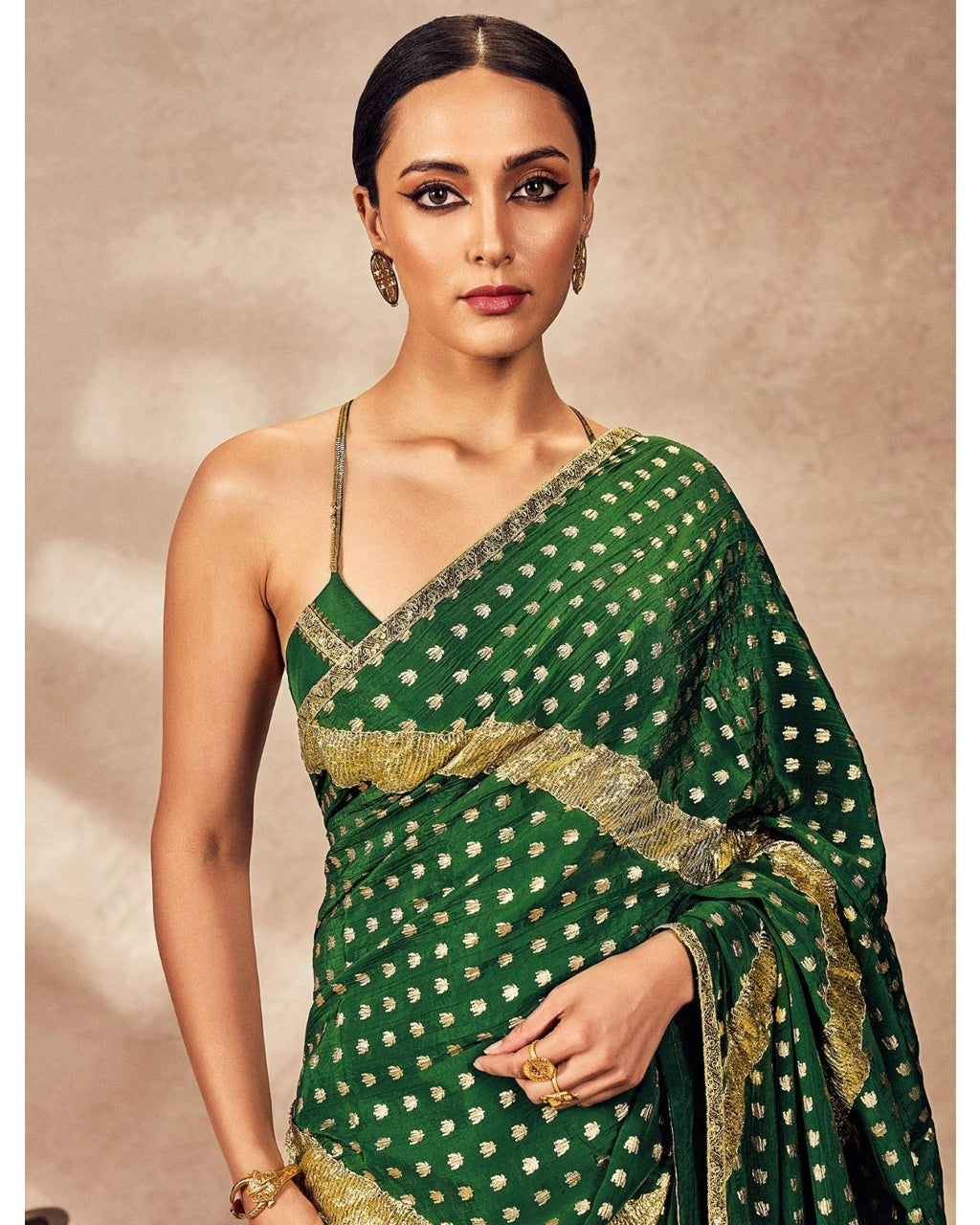 Green Palmscape Gota Sari Set