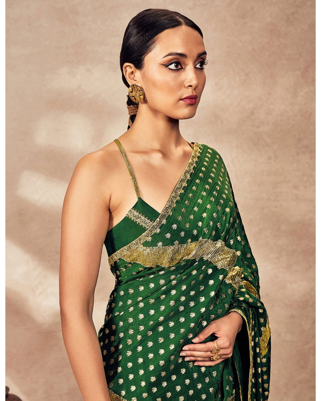 Green Palmscape Gota Sari Set