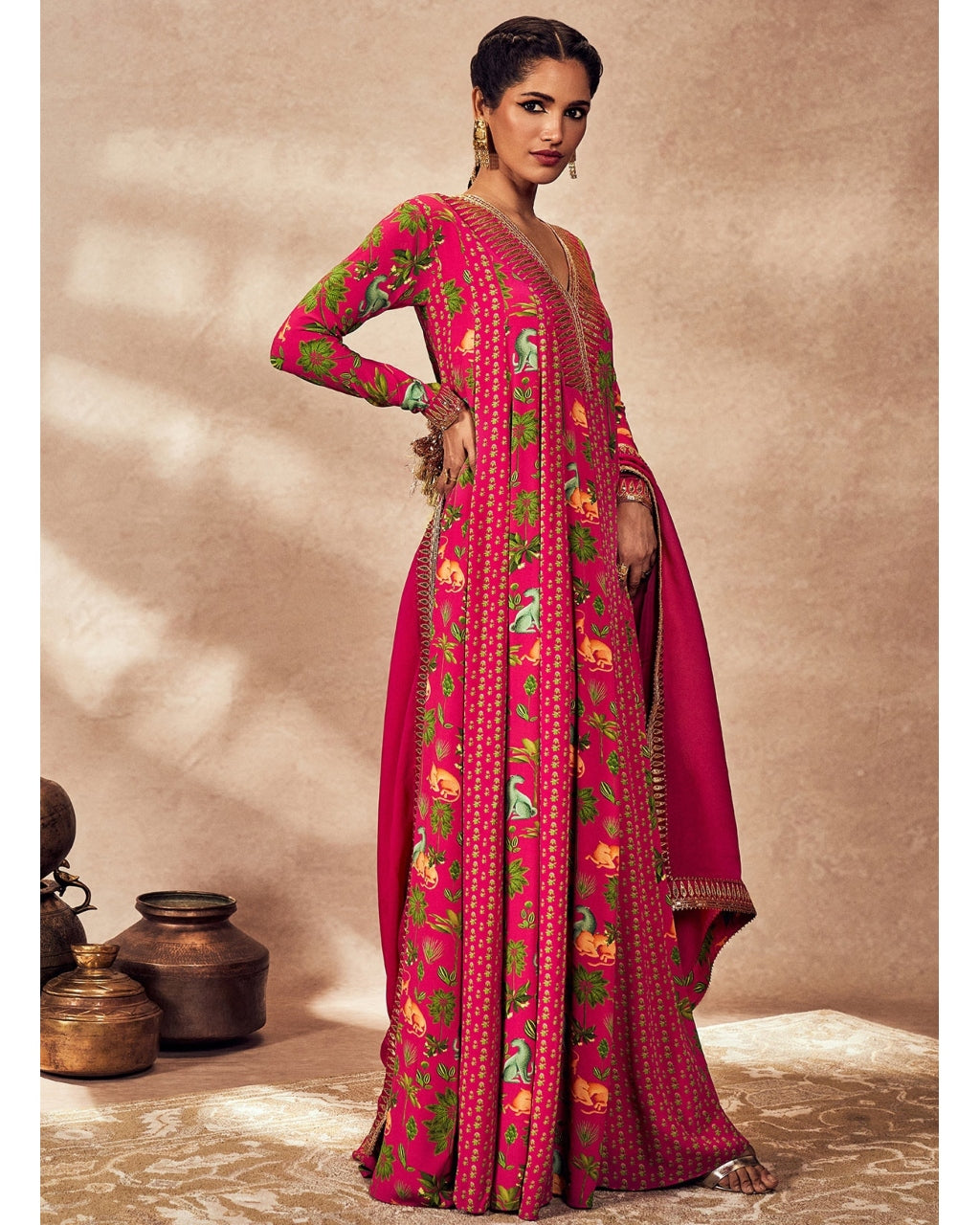 Pink Tropical Rhapsody Anarkali Set