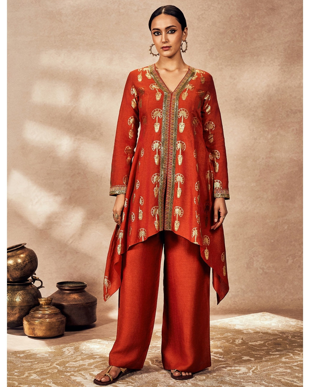 Rust Traveler's Palm Tunic Set