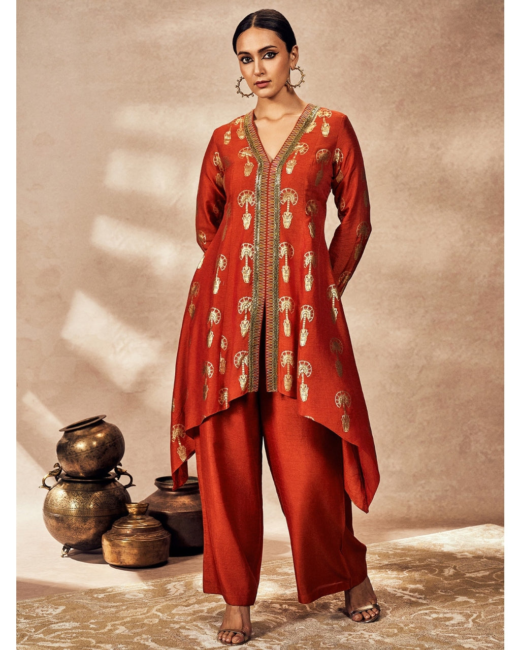 Rust Traveler's Palm Tunic Set