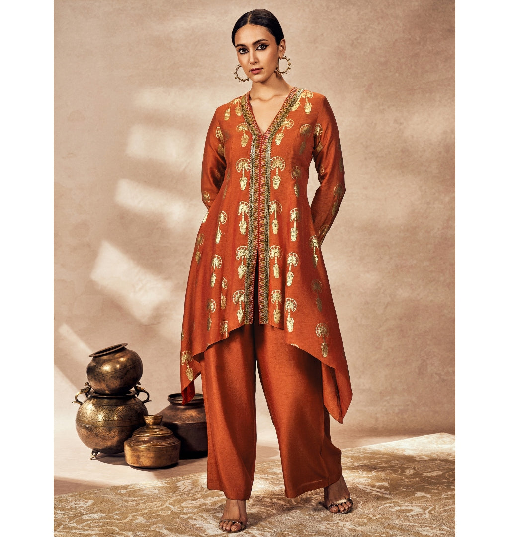 Rust Traveler's Palm Tunic Set