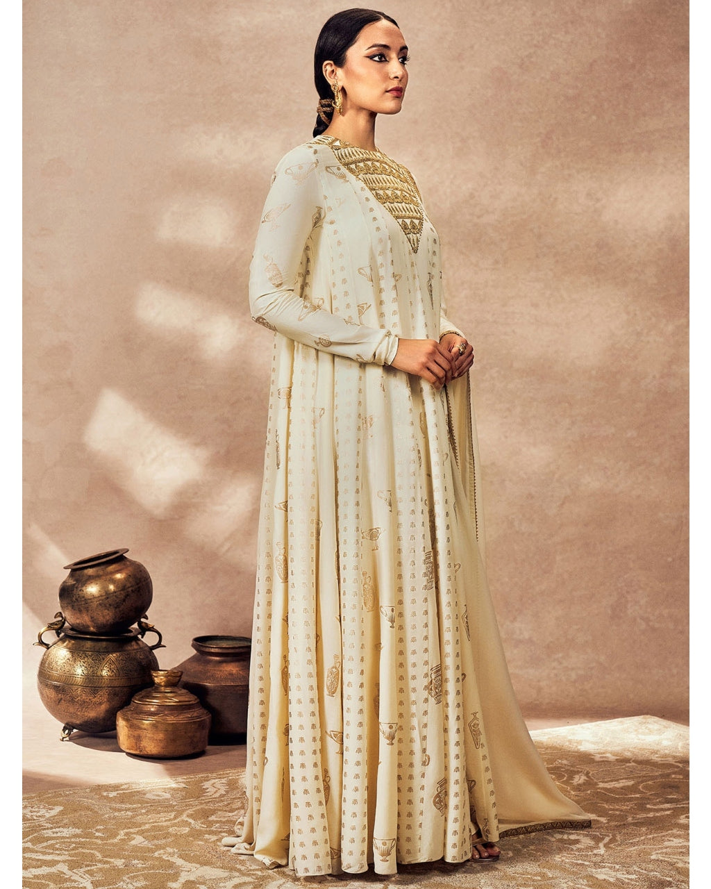 Ivory Potters Touch Anarkali Set