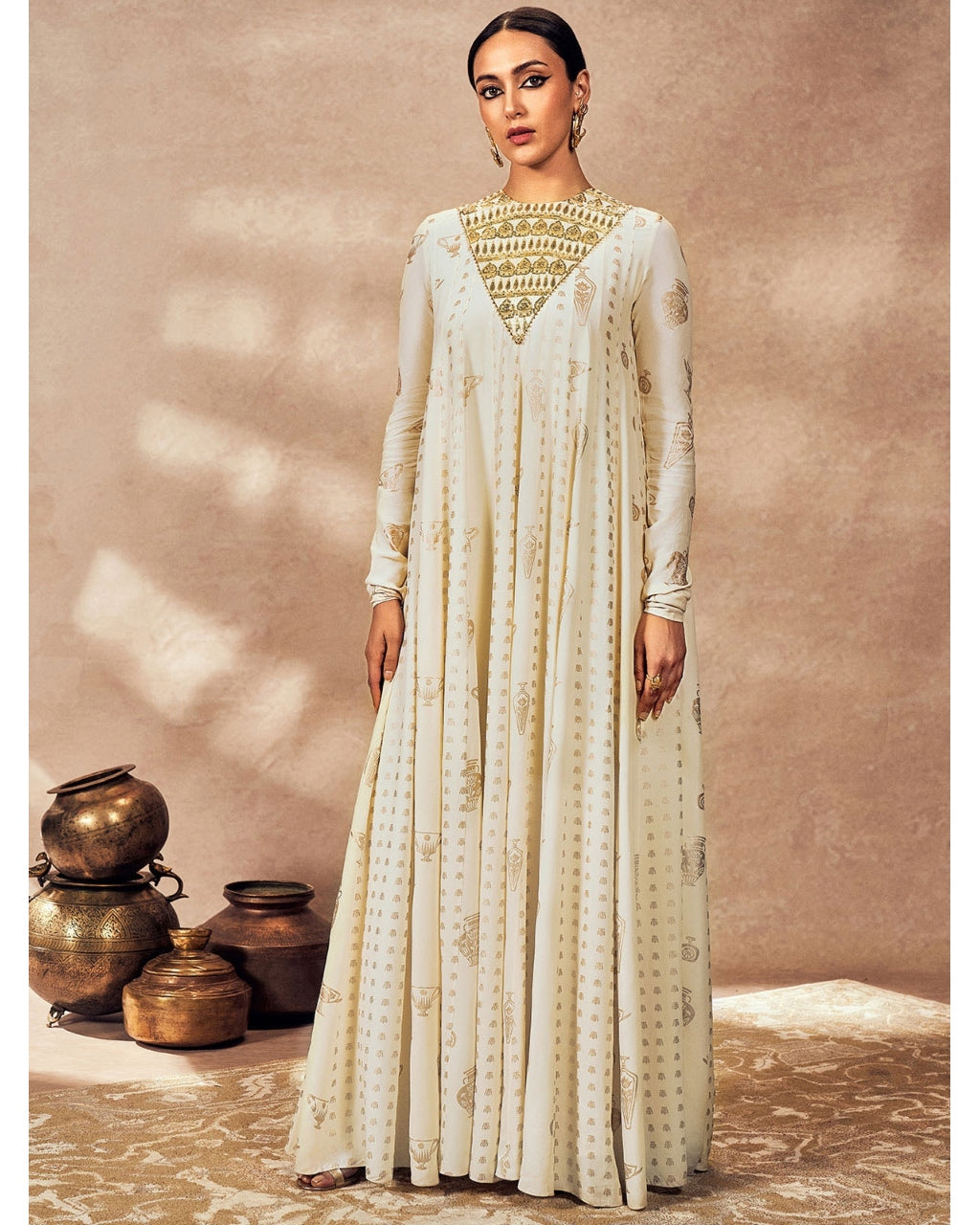 Ivory Potters Touch Anarkali Set