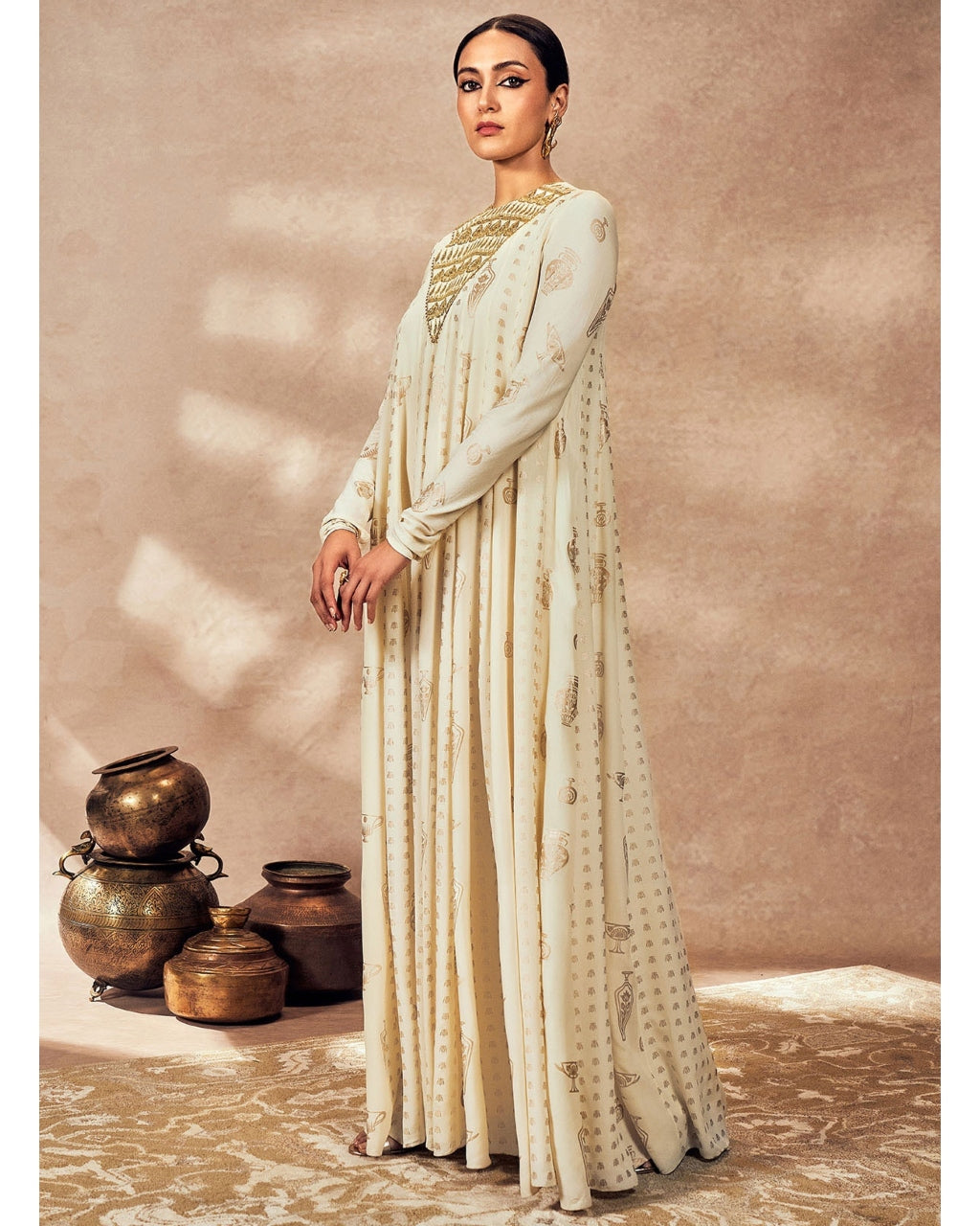 Ivory Potters Touch Anarkali Set