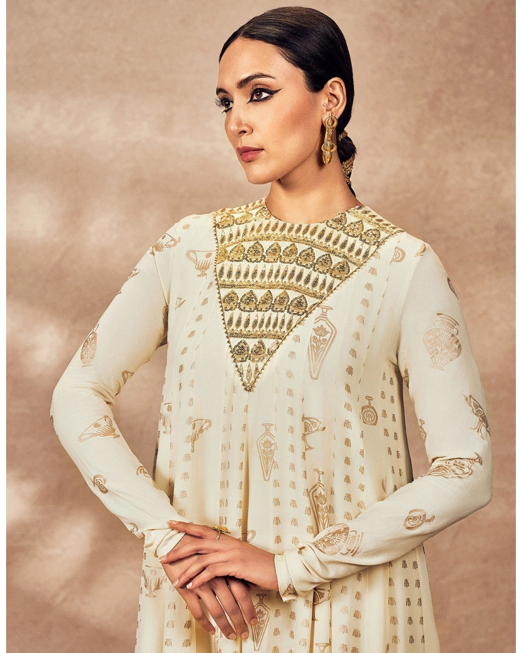 Ivory Potters Touch Anarkali Set