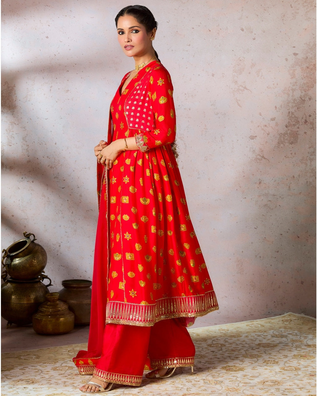 Red Trinkets Kurta Set