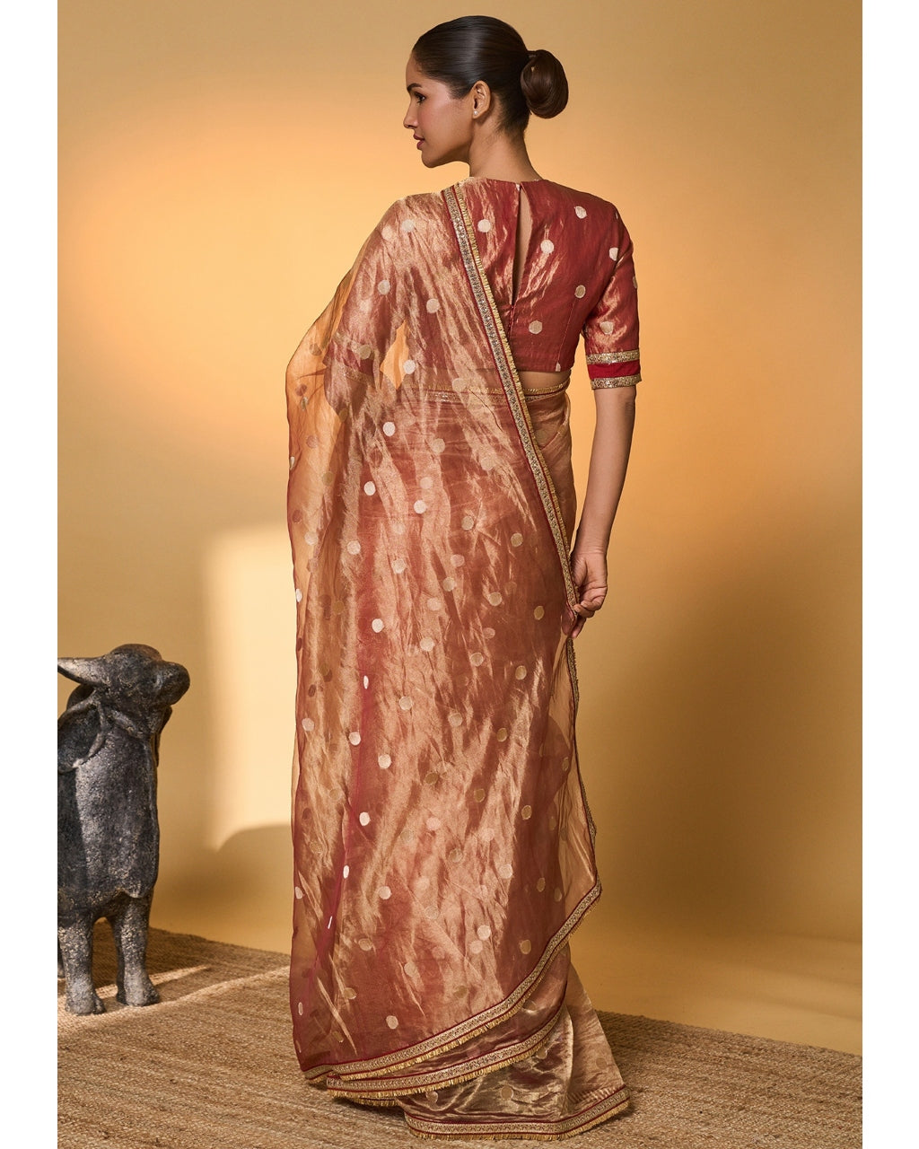 Red Polka Tissue Sari