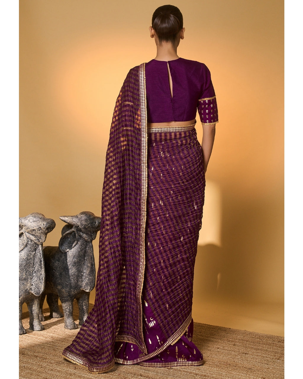 Purple Moonfield Zari Stripes Sari