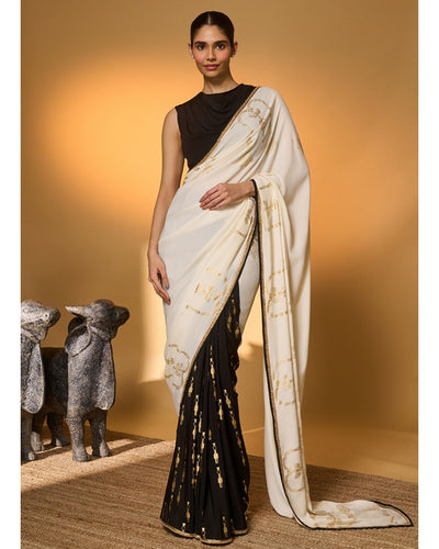 Black & White Tribal Pillar Sari