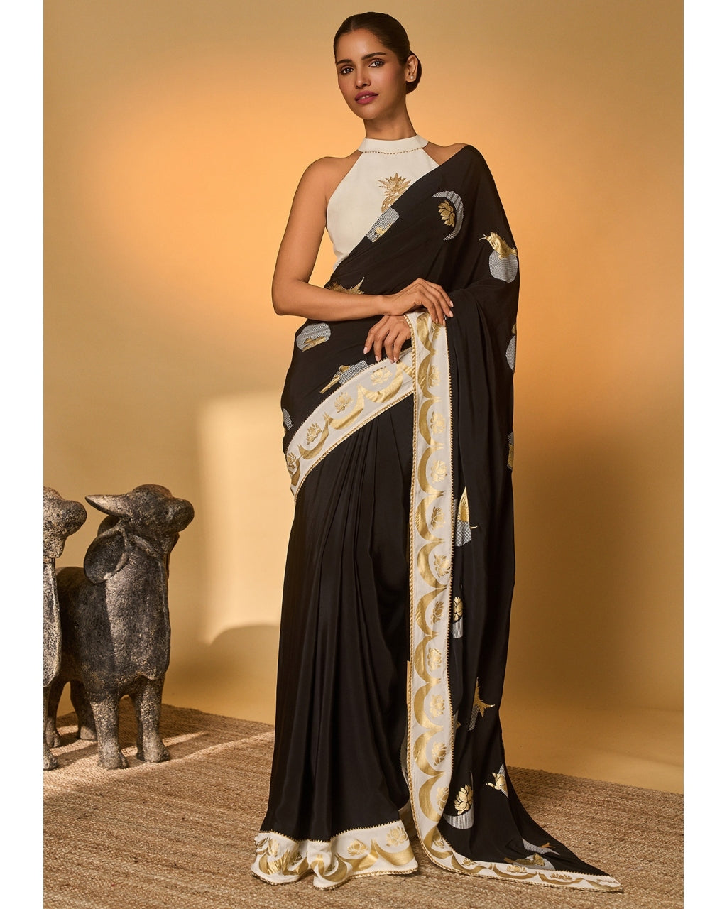 Black & White Polka All Charms Sari