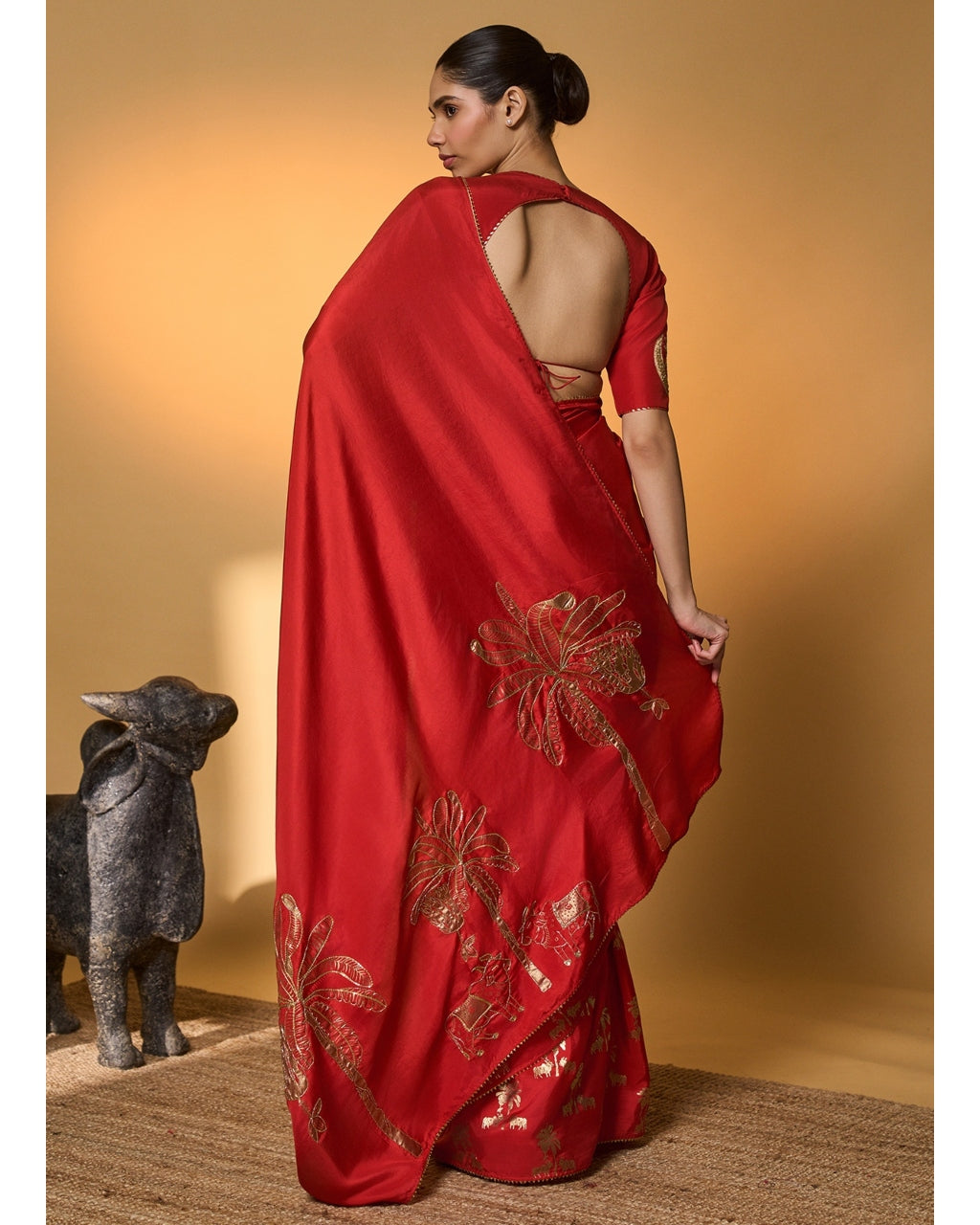 Red Tropical Nandi Sari