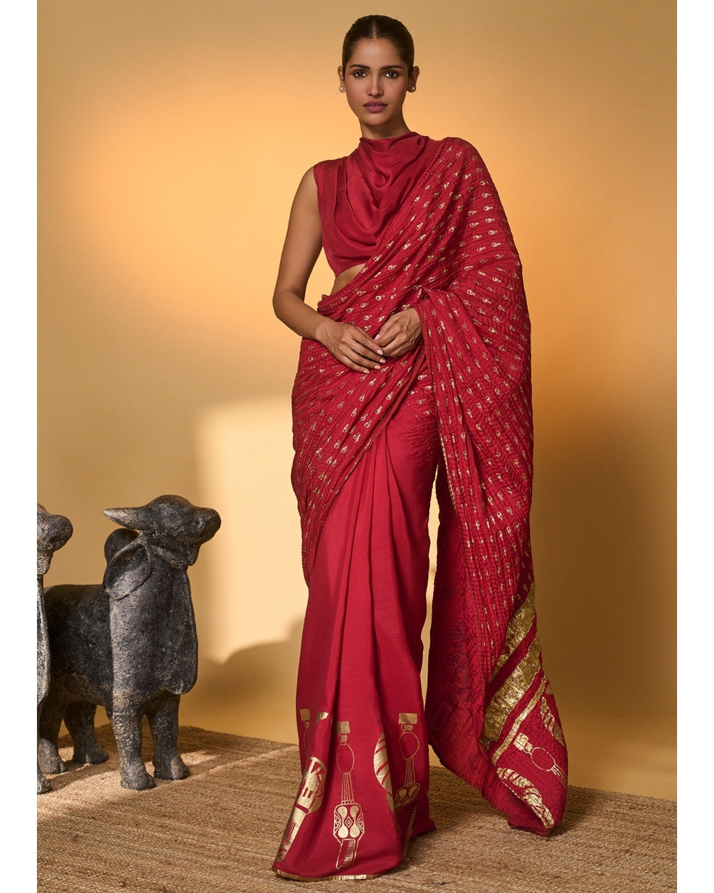 Red Tribal Mask Sari