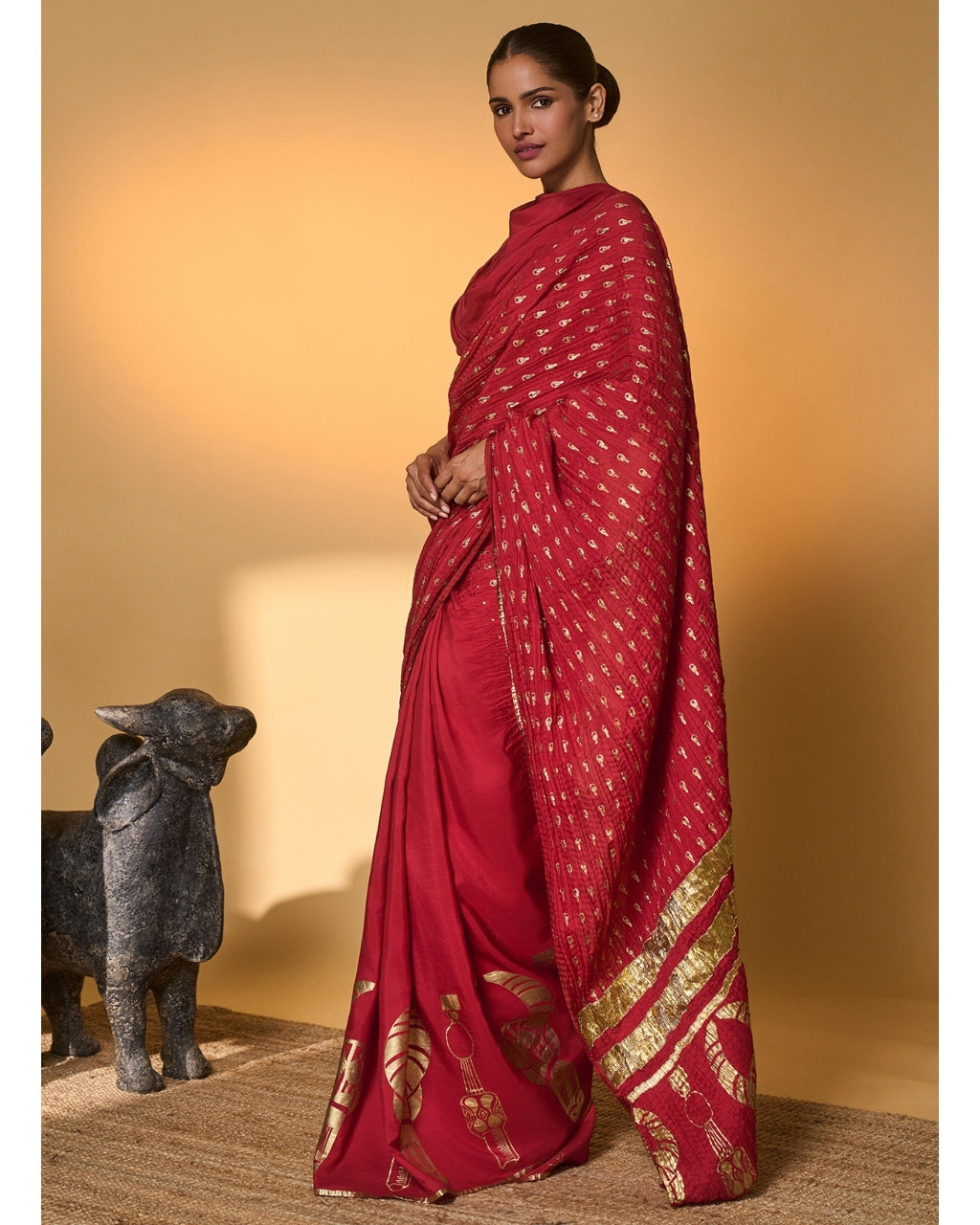Red Tribal Mask Sari
