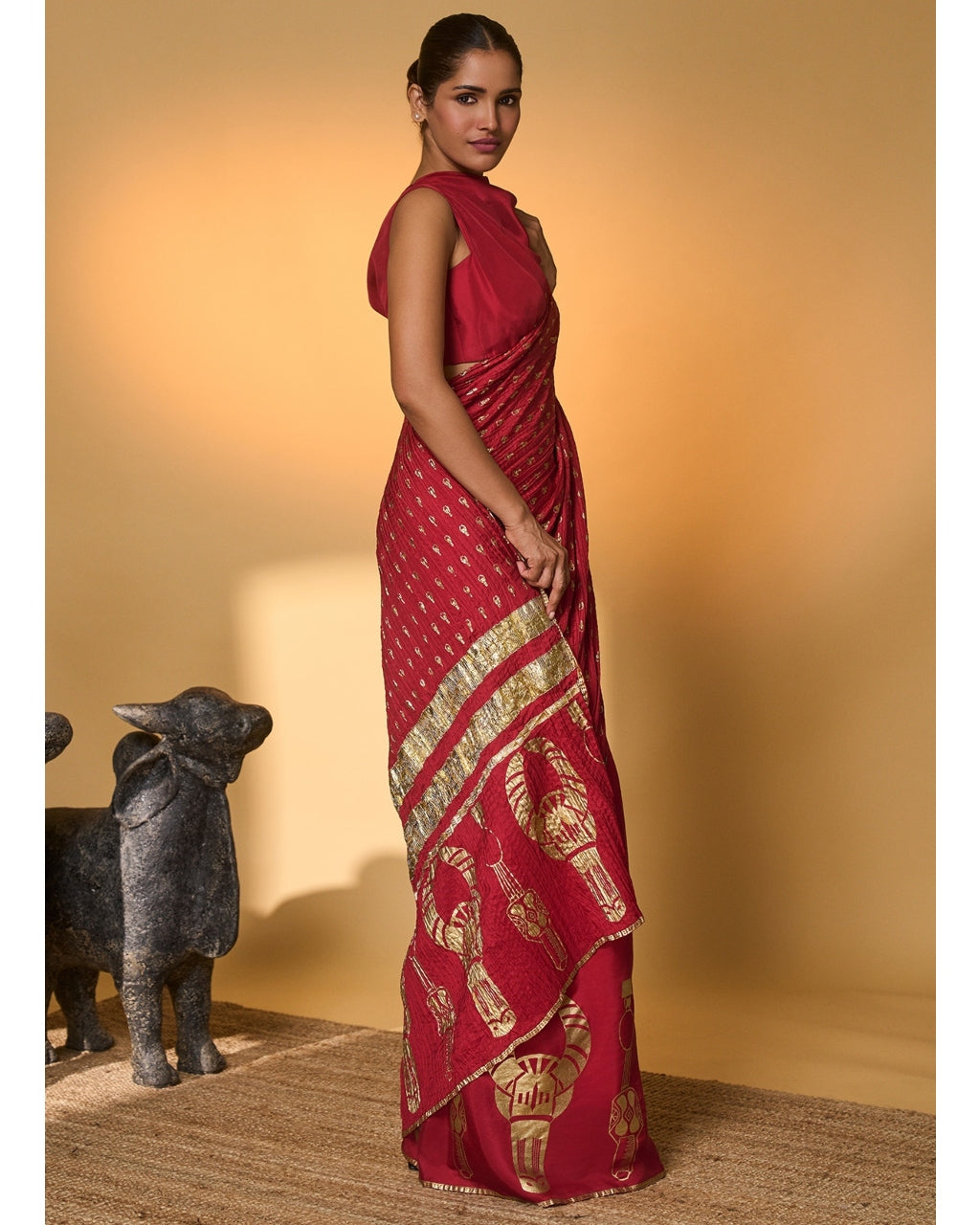 Red Tribal Mask Sari