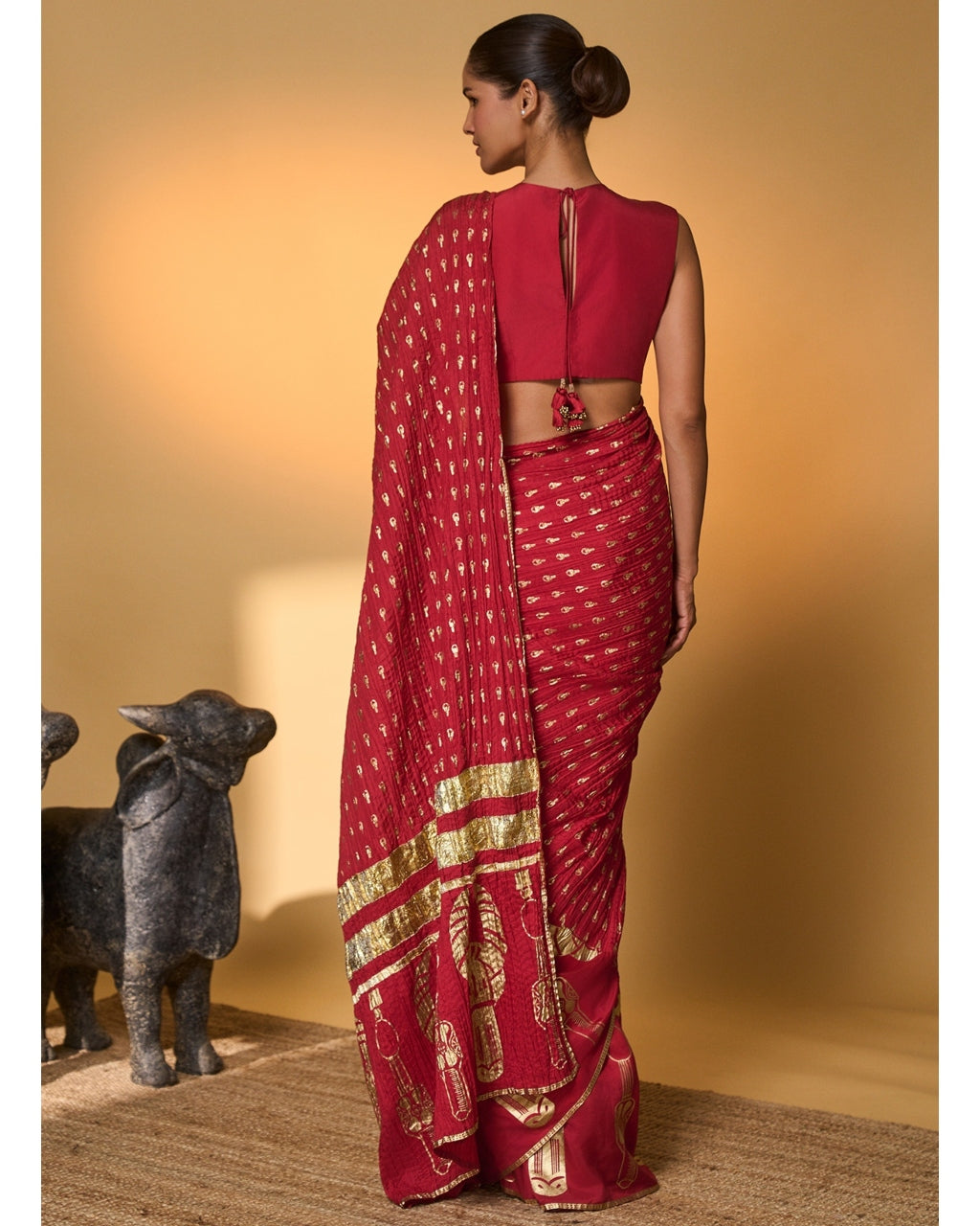 Red Tribal Mask Sari