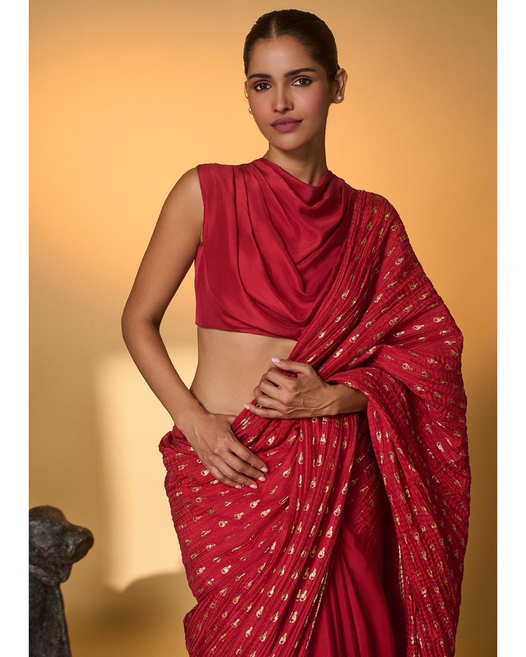 Red Tribal Mask Sari