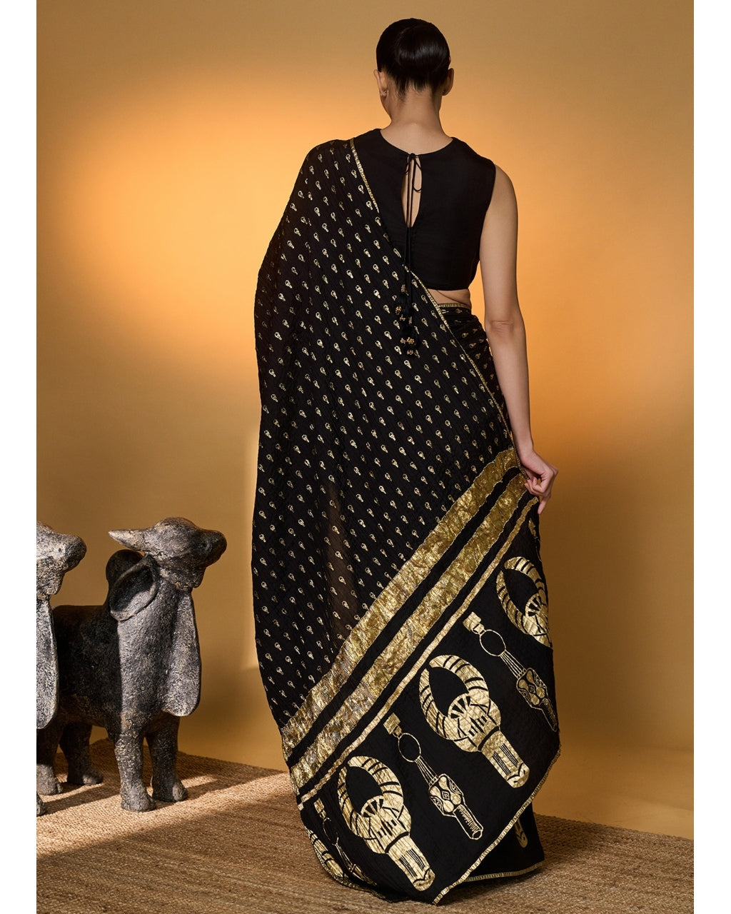 Black Tribal Mask Sari