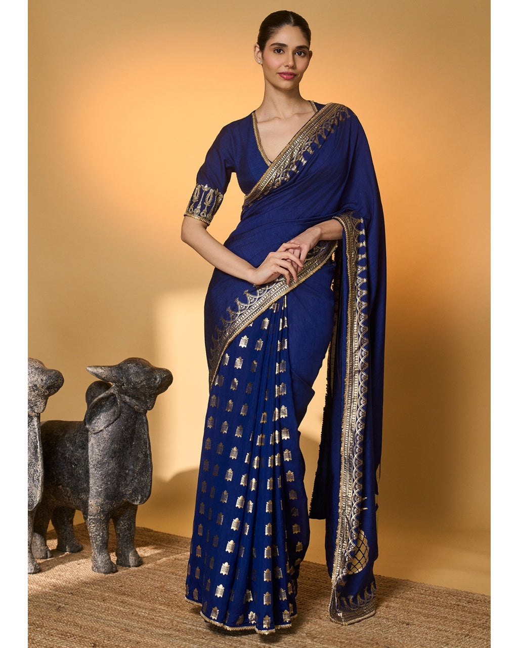 Navy Blue Amber Arches Sari
