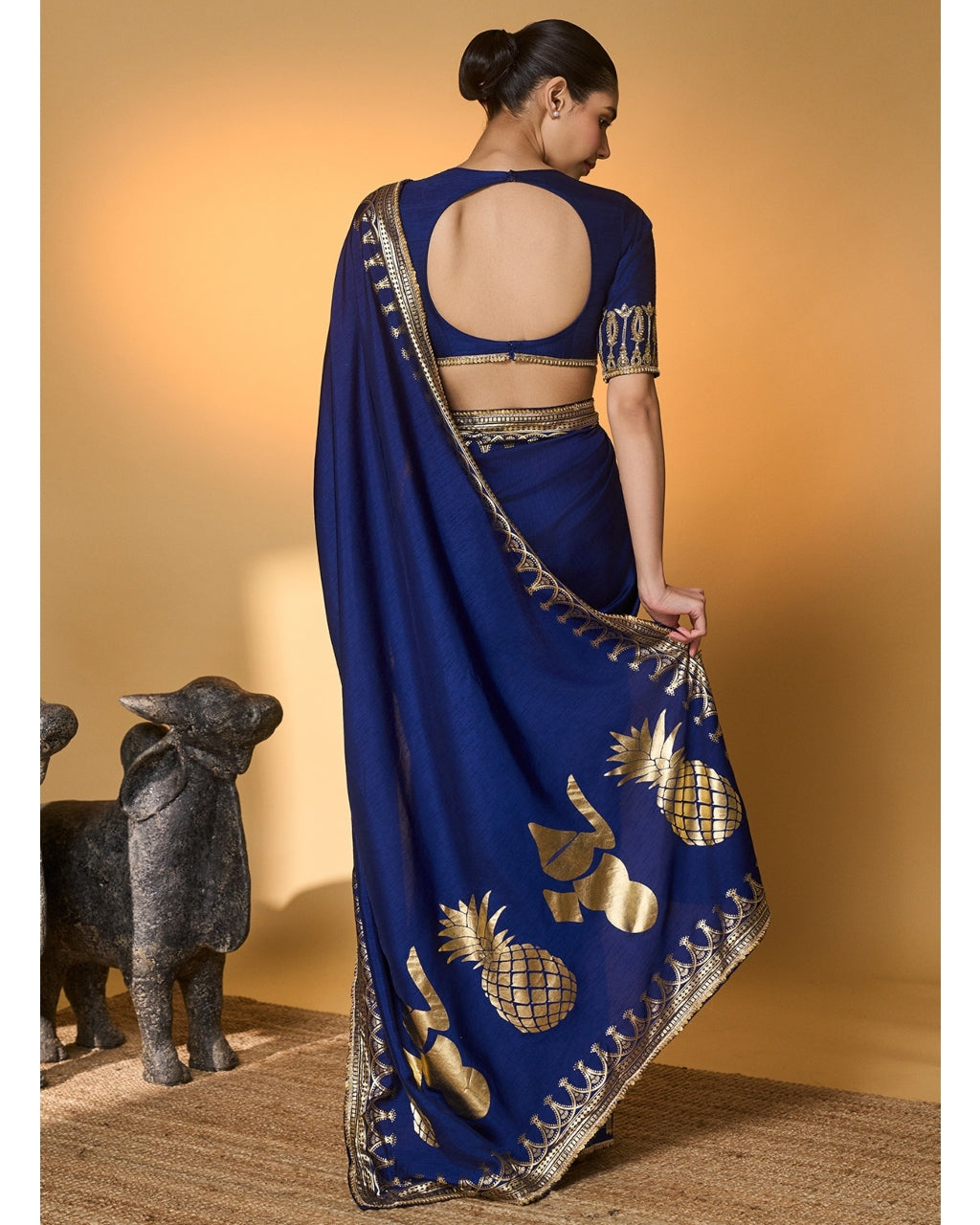 Navy Blue Amber Arches Sari
