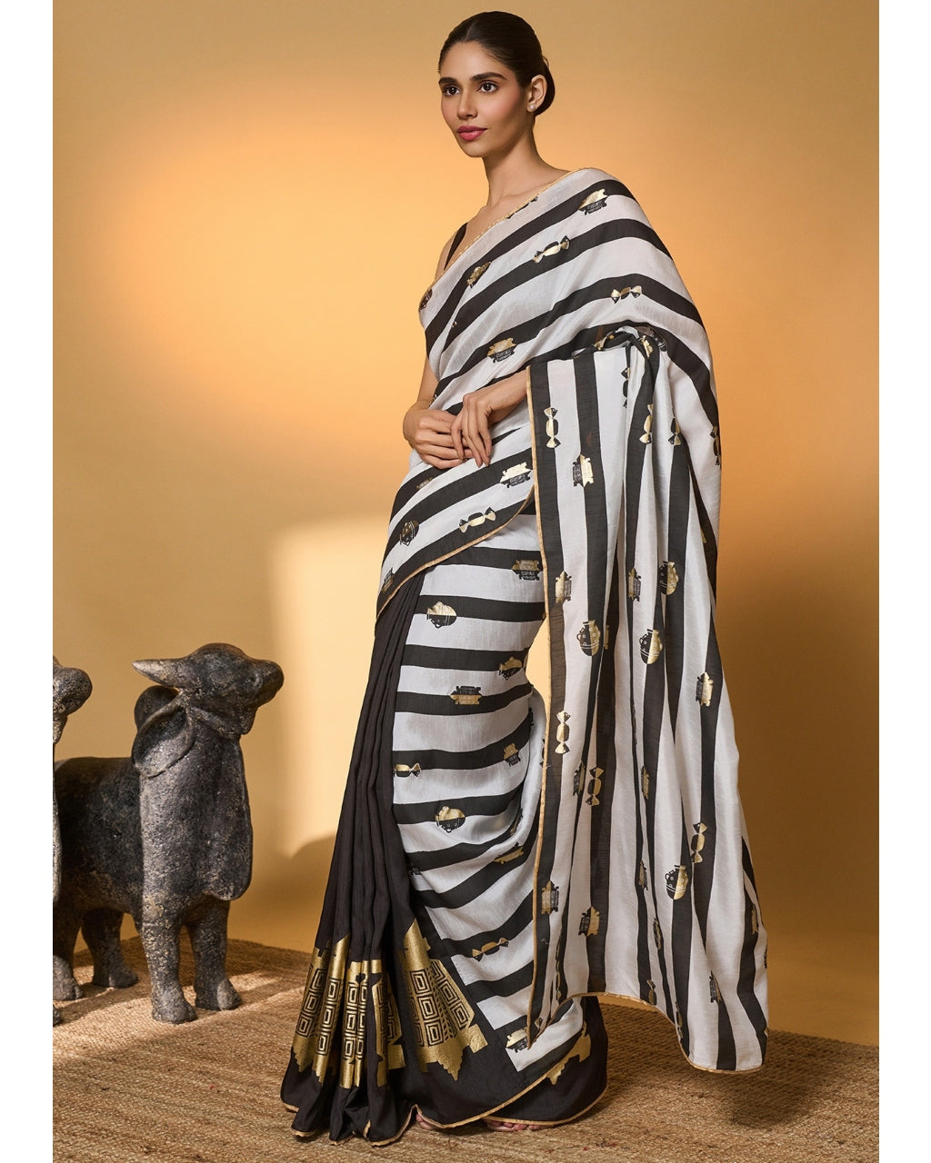 Black Stripes All Charms Sari