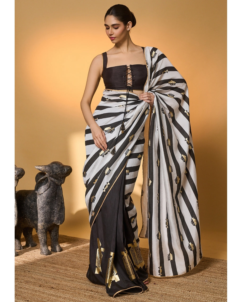 Black Stripes All Charms Sari