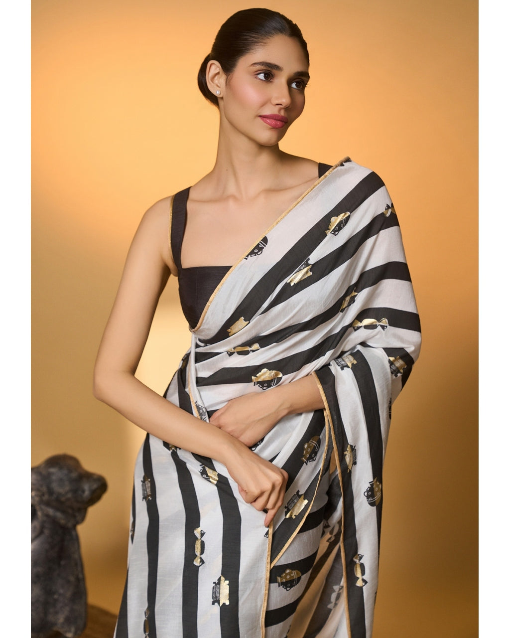 Black Stripes All Charms Sari
