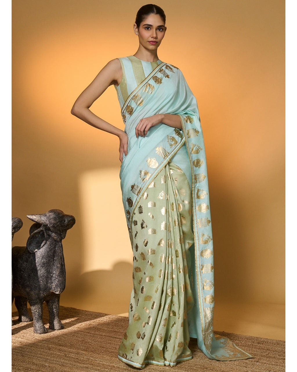 Mint And Blue All Charms Sari
