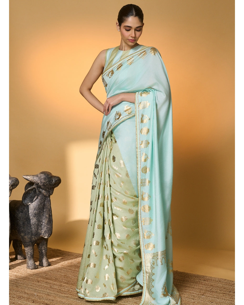 Mint And Blue All Charms Sari