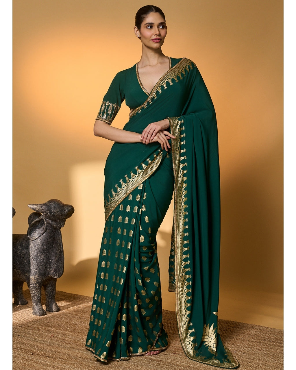 Green Amber Arches Sari