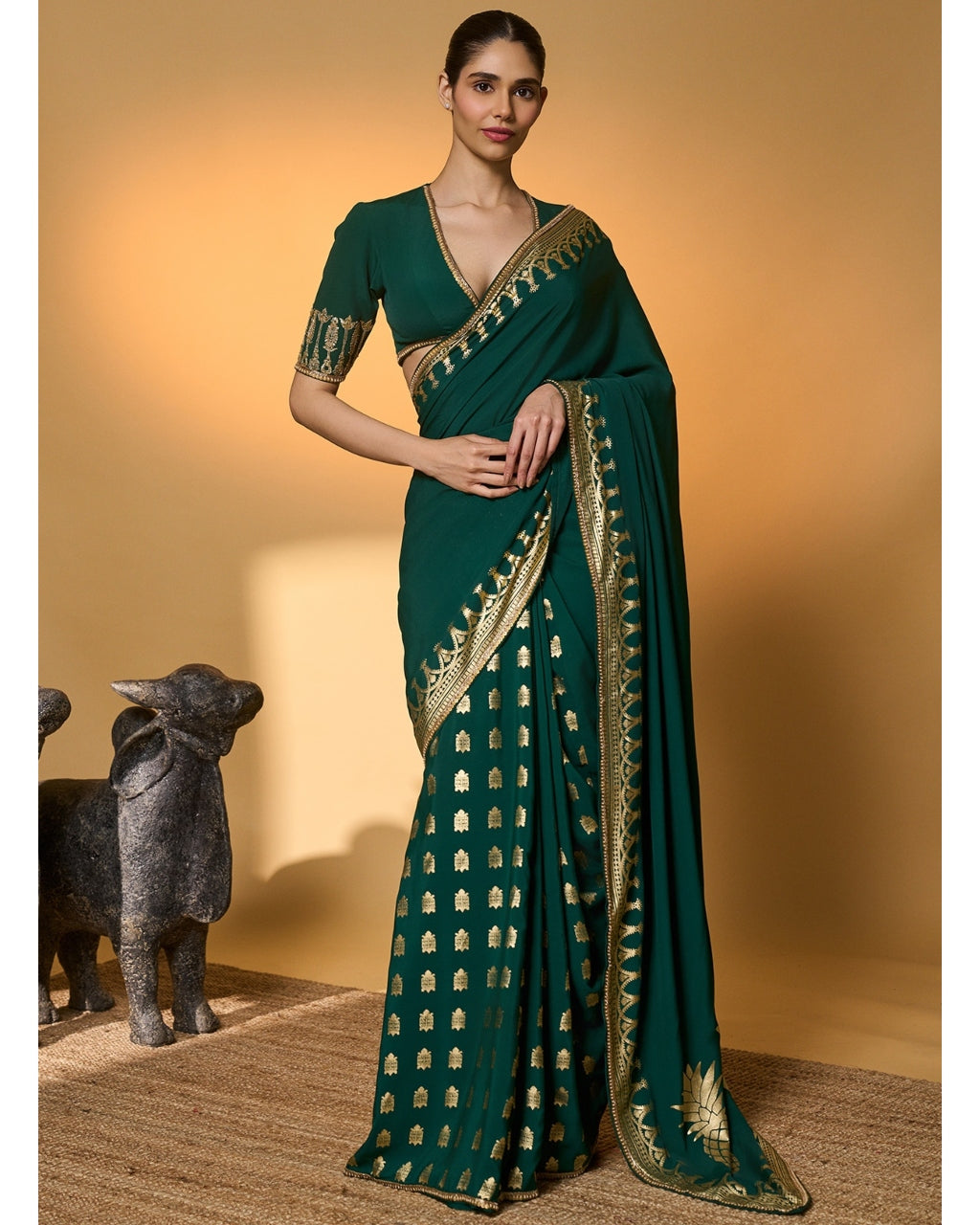 Green Amber Arches Sari
