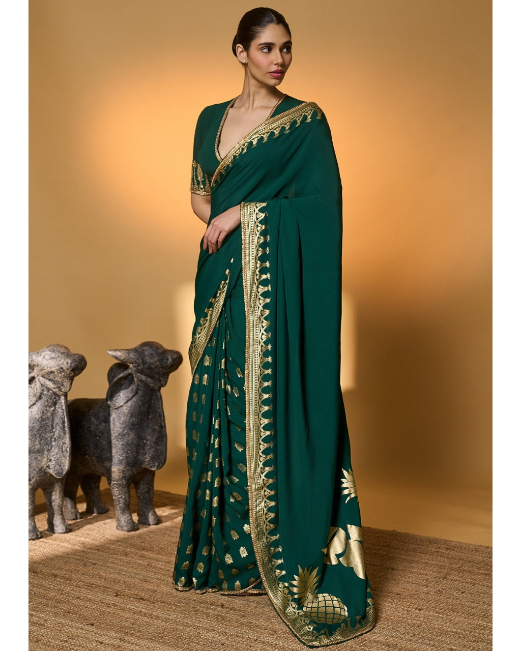 Green Amber Arches Sari