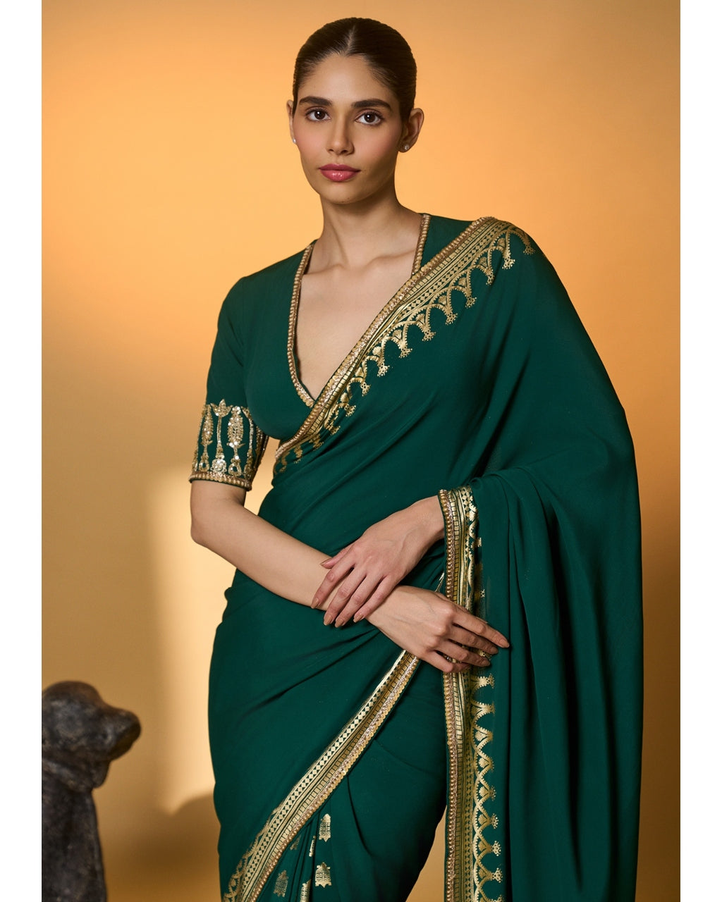 Green Amber Arches Sari