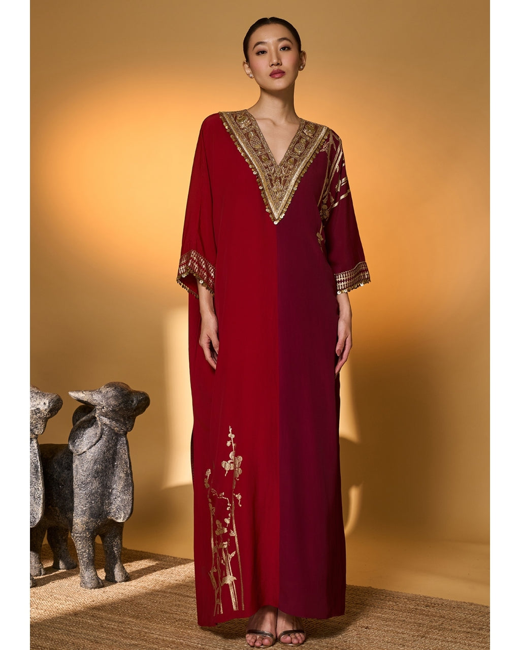 Red & Plum Moonlight Melody Kaftan