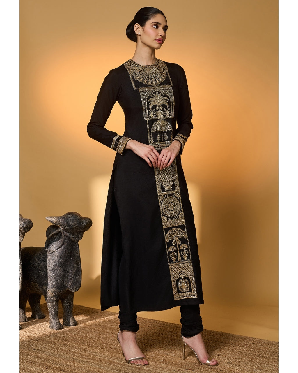 Black Khidki Kurta Set