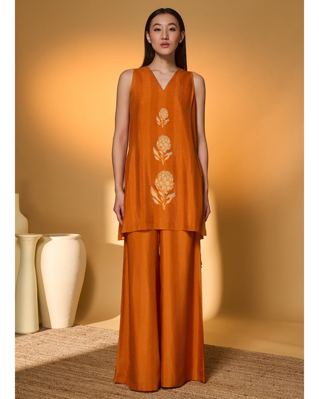 Saffron Sky Striped Kurta Set