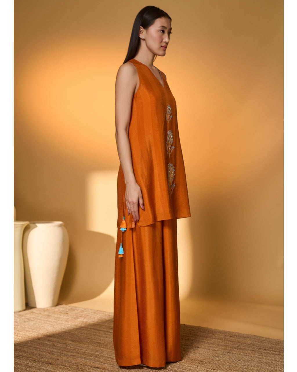 Saffron Sky Striped Kurta Set