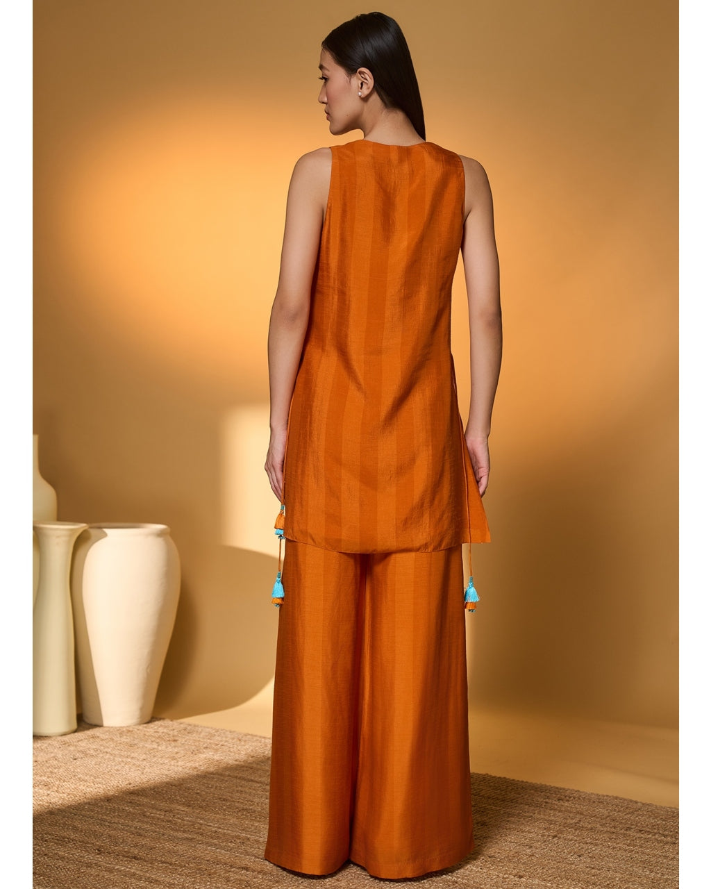 Saffron Sky Striped Kurta Set