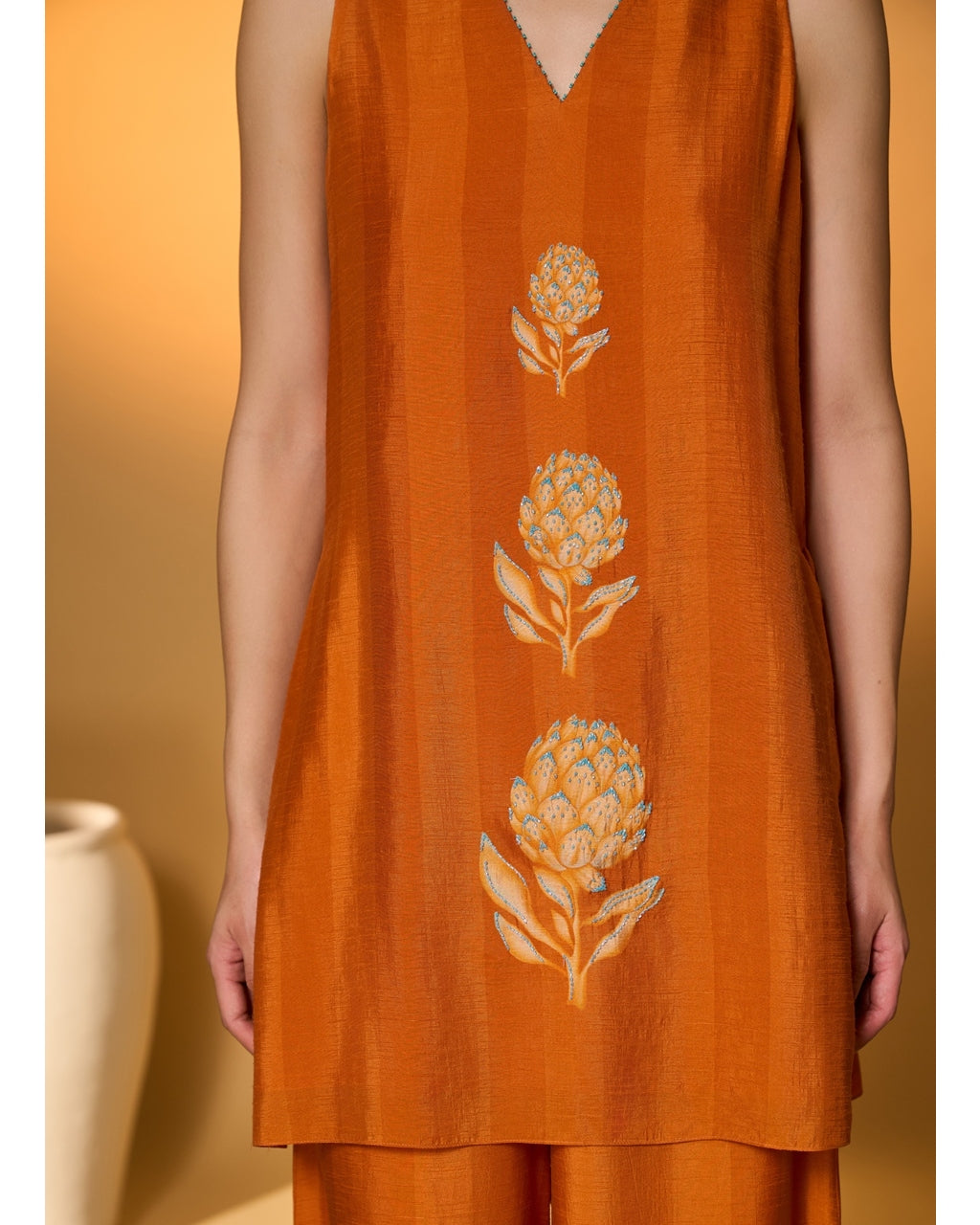 Saffron Sky Striped Kurta Set