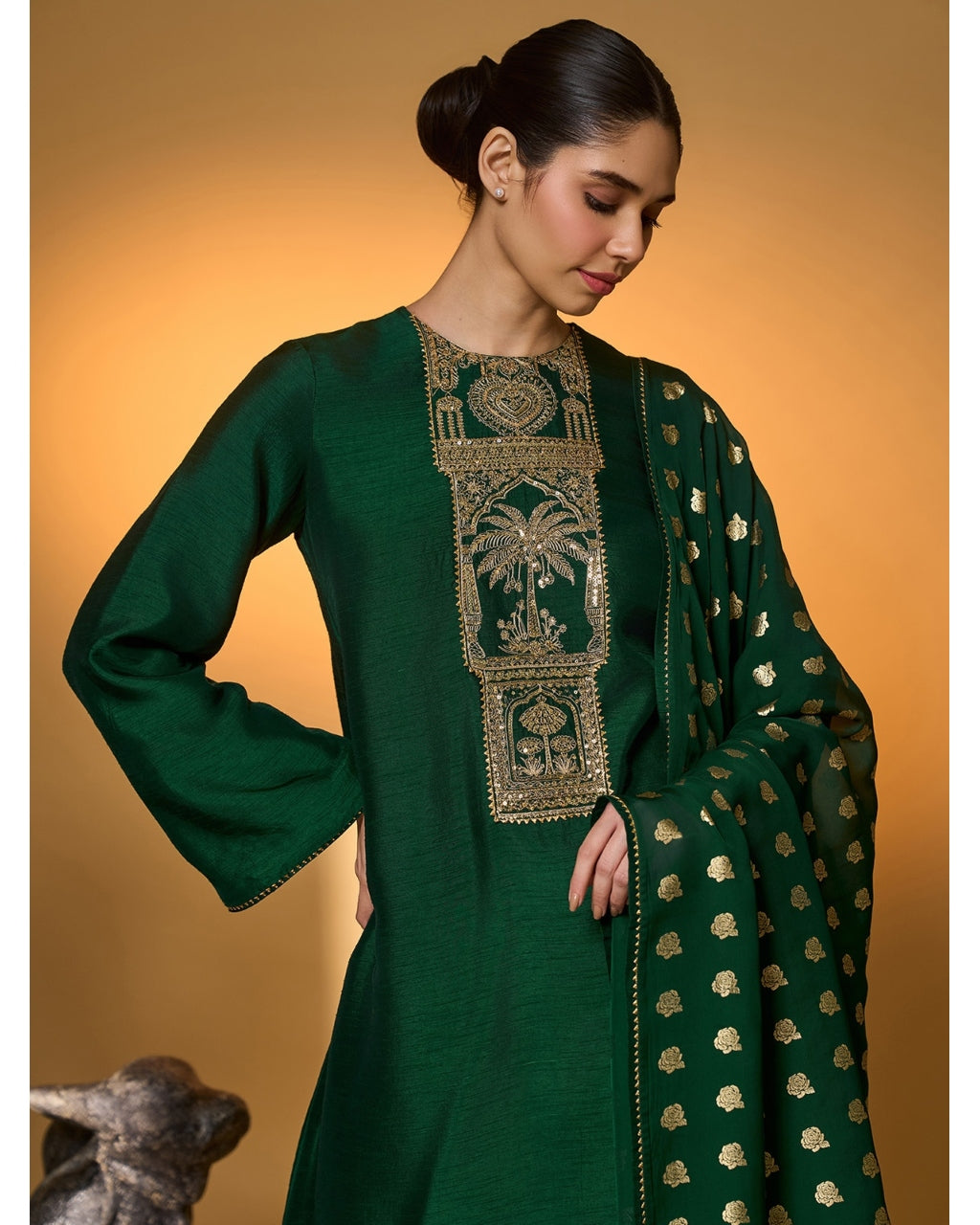 Bottle Green Kurta Set