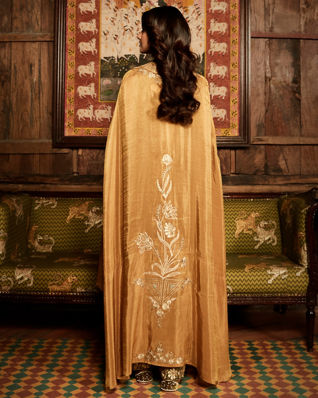 The Tissue Gota Olive & Haldi Cape Set